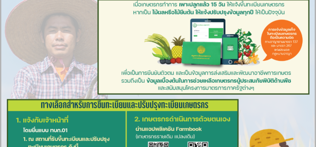 ประชาสัมพันธ์ เชิญชวนเกษตรกรแจ้งขึ้นทะเบียนและปรับปรุงทะเบียนเกษตรกร ให้เป็นปัจจุบัน