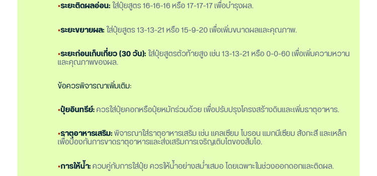 การใช้ปุ๋ยสั่งตัด สำหรับส้มโอ (Pomelo)